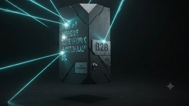 Real screenshot of BAGDAER AI — a monolith engraved with the line put AI where the work actually is